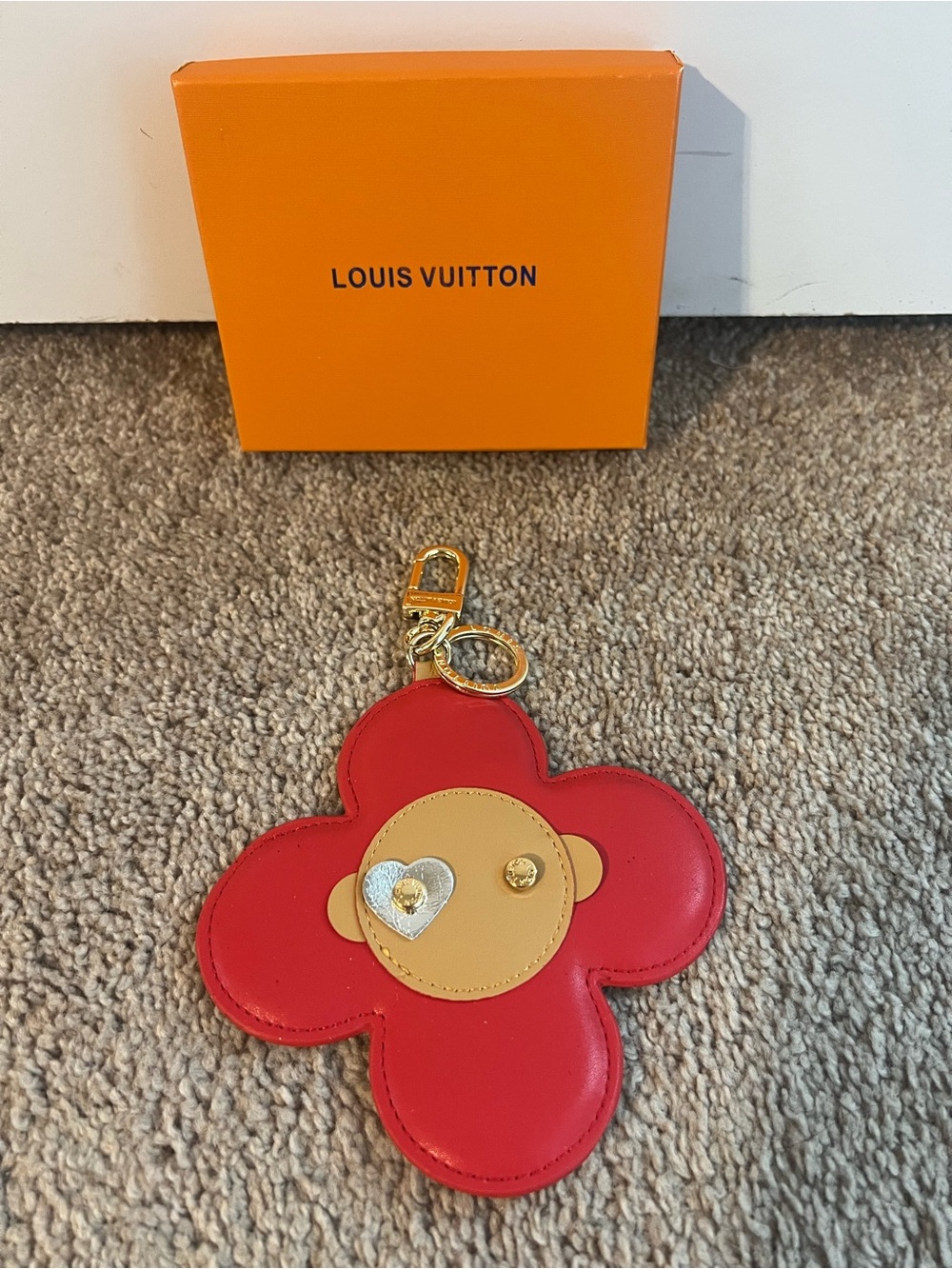 Louis Vuitton Red Flower Leather Key Charm